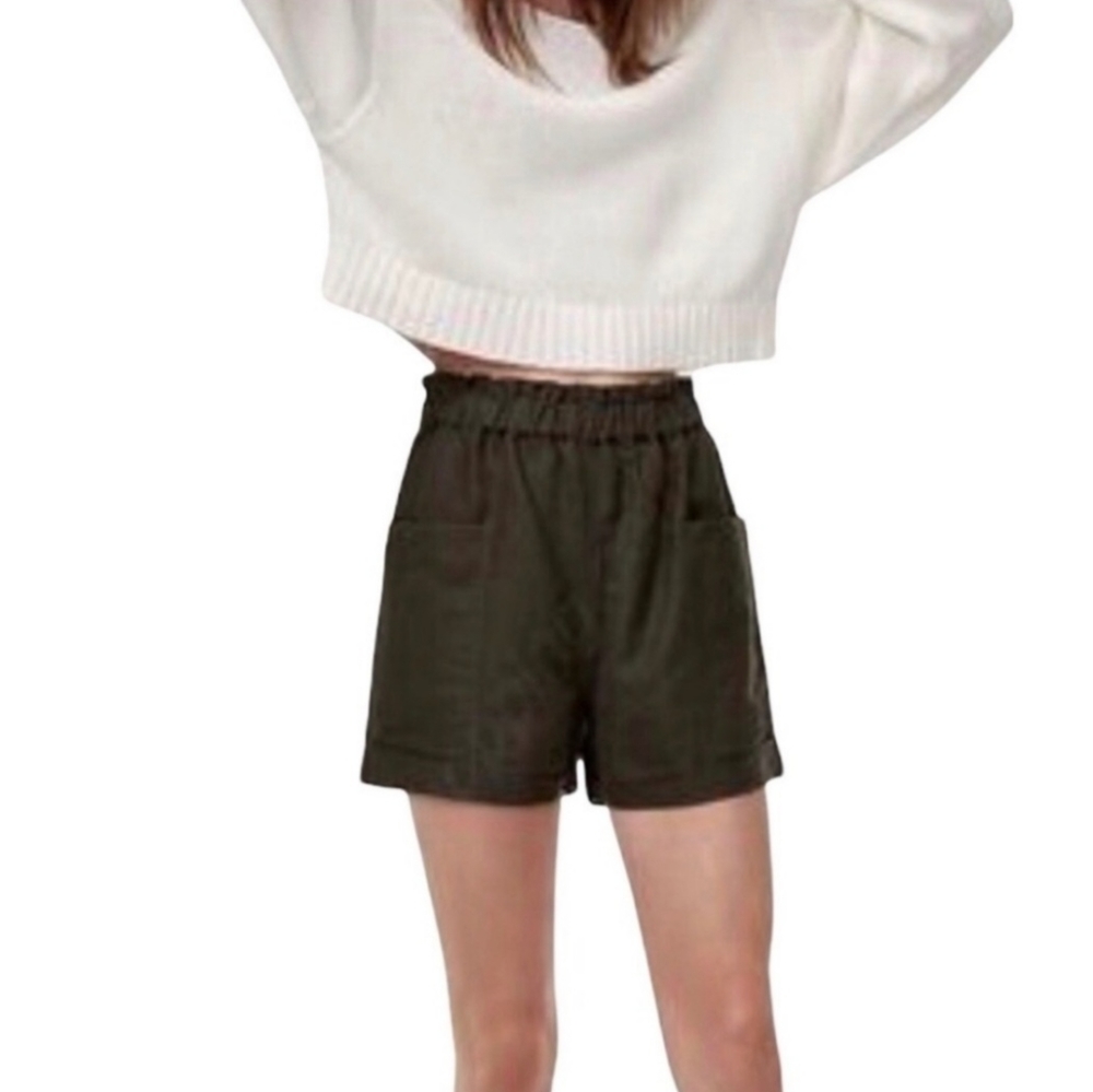 Wilfred Free Aritzia Women’s Harulia Shorts Olive Green Size Medium High Waist